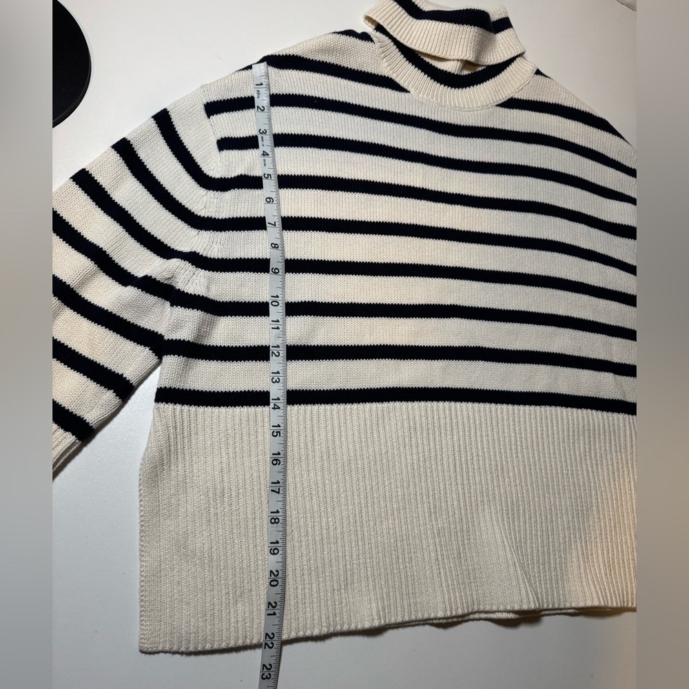 GAP 100% Cotton Shaker-Stitch Nautical Striped Turtleneck Sweater - Size M - Picture 9 of 9